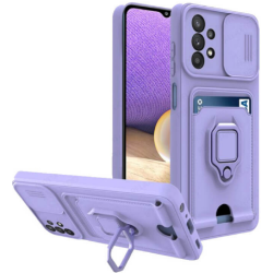 Bodycell Multifunction - Ανθεκτική Θήκη Samsung Galaxy A73 5G με Λουράκι Λαιμού / Κάλυμμα Κάμερας / Ring Holder / Υποδοχή Κάρτας - Purple (5206015004384)