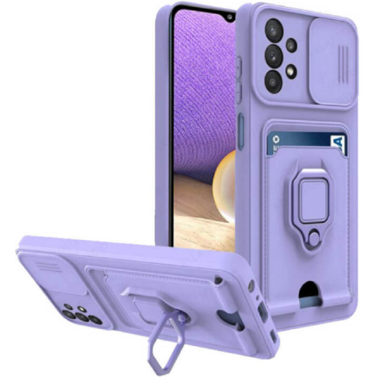 Bodycell Multifunction - Ανθεκτική Θήκη Samsung Galaxy A72 με Λουράκι Λαιμού / Κάλυμμα Κάμερας / Ring Holder / Υποδοχή Κάρτας - Purple (5206015003912)