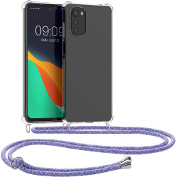 KWmobile Διάφανη Θήκη Σιλικόνης με Λουράκι Λαιμού - Motorola Moto E32 / E32s - Transparent / Lavender / Violet / Purple / White (58666.108)
