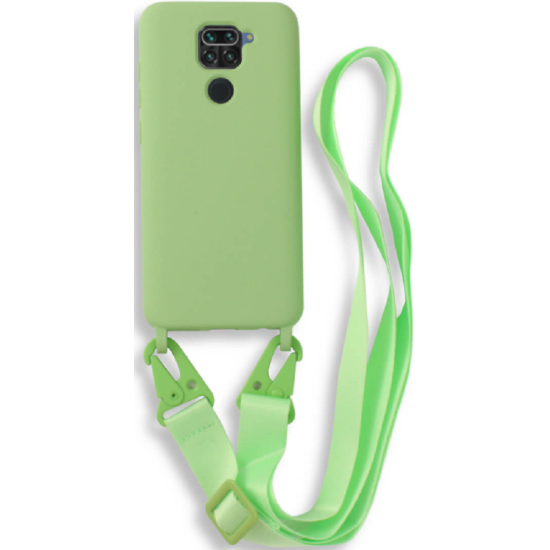 Bodycell Θήκη Σιλικόνης με Λουράκι Λαιμού - Xiaomi Redmi Note 9 - Green (5206015002410)