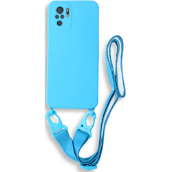 Bodycell Θήκη Σιλικόνης με Λουράκι Λαιμού - Xiaomi Redmi Note 10 / Note 10S - Blue (5206015002021)