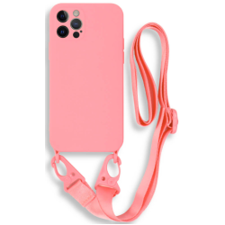 Bodycell Θήκη Σιλικόνης με Λουράκι Λαιμού - Apple iPhone 13 Pro Max - Pink (5206015000362)