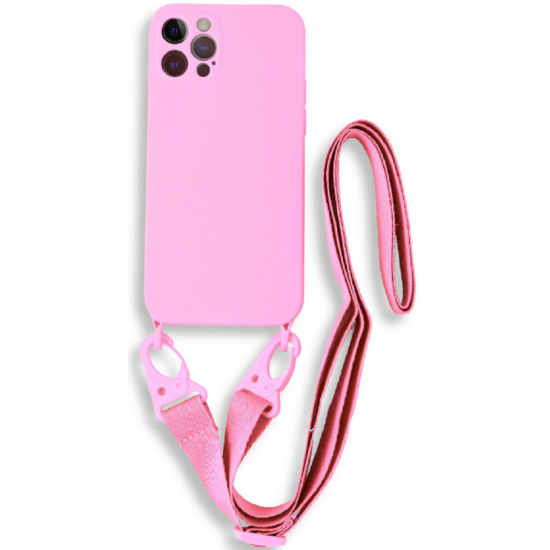 Bodycell Θήκη Σιλικόνης με Λουράκι Λαιμού - Apple iPhone 13 Pro - Pink (5206015000331)
