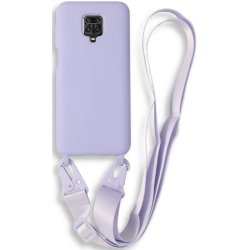 Bodycell Θήκη Σιλικόνης με Λουράκι Λαιμού - Xiaomi Redmi Note 9S / 9 Pro / 9 Pro Max - Violet (5206015002649)