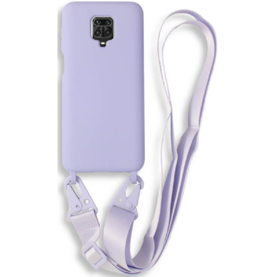 Bodycell Θήκη Σιλικόνης με Λουράκι Λαιμού - Xiaomi Redmi Note 9S / 9 Pro / 9 Pro Max - Violet (5206015002649)