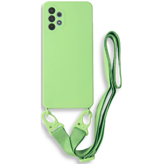 Bodycell Θήκη Σιλικόνης με Λουράκι Λαιμού - Samsung Galaxy A32 4G - Green (5206015001406)