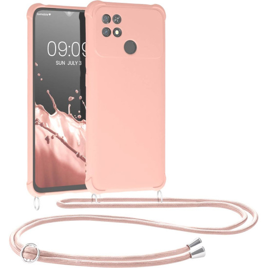 KWmobile Matte Θήκη Σιλικόνης με Λουράκι Λαιμού Xiaomi Poco C40 - Mother Of Pearl (59619.154)