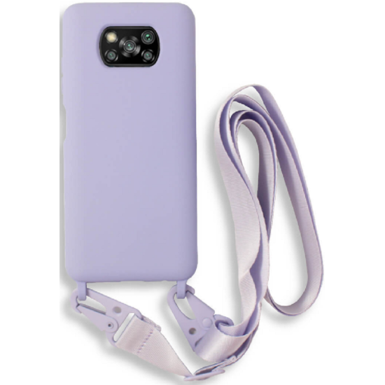 Bodycell Θήκη Σιλικόνης με Λουράκι Λαιμού - Xiaomi Poco X3 / X3 Pro / X3 NFC - Violet (5206015002717)