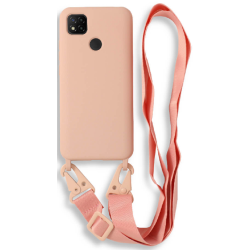 Bodycell Θήκη Σιλικόνης με Λουράκι Λαιμού - Xiaomi Redmi 9C - Pink (5206015002892)