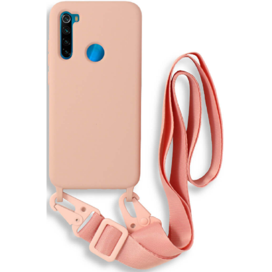 Bodycell Θήκη Σιλικόνης με Λουράκι Λαιμού - Xiaomi Redmi Note 8 / Note 8 2021 - Pink (5206015002953)