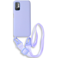 Bodycell Θήκη Σιλικόνης με Λουράκι Λαιμού - Xiaomi Redmi Note 10 5G / Poco M3 Pro 5G - Violet (5206015002083)