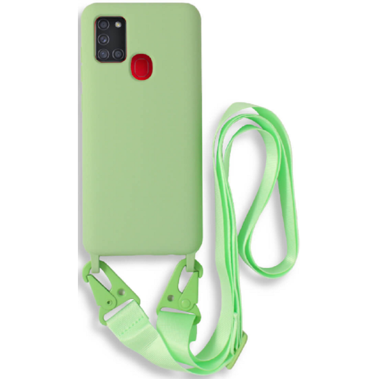Bodycell Θήκη Σιλικόνης με Λουράκι Λαιμού - Samsung Galaxy A21s - Green (5206015001215)