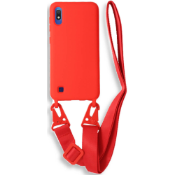 Bodycell Θήκη Σιλικόνης με Λουράκι Λαιμού - Samsung Galaxy A10 - Red (5206015000645)