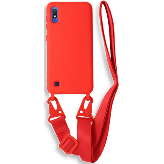 Bodycell Θήκη Σιλικόνης με Λουράκι Λαιμού - Samsung Galaxy A10 - Red (5206015000645)