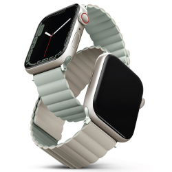Uniq Revix Μαγνητικό Λουράκι Premium Σιλικόνης Apple Watch SE/11/10/9/8/7/6/5/4 (42/41/40mm) - Sage / Beige (UNIQ-41MM-REVSAGBEG)