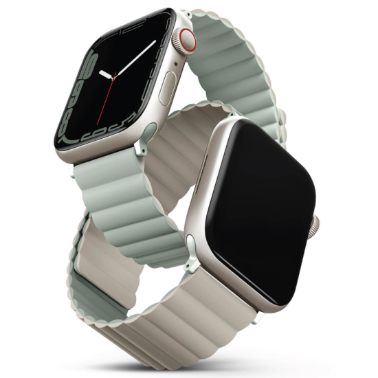 Uniq Revix Μαγνητικό Λουράκι Premium Σιλικόνης Apple Watch SE/11/10/9/8/7/6/5/4 (42/41/40mm) - Sage / Beige (UNIQ-41MM-REVSAGBEG)