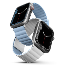 Uniq Revix Μαγνητικό Λουράκι Premium Σιλικόνης Apple Watch Ultra/SE/11/10/9/8/7/6/5/4 (49/46/45/44mm) - White / Blue (UNIQ-45MM-REVWHTBLU)