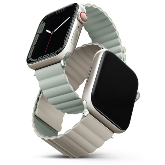 Uniq Revix Μαγνητικό Λουράκι Premium Σιλικόνης Apple Watch Ultra/SE/11/10/9/8/7/6/5/4 (49/46/45/44mm) - Sage / Beige (UNIQ-45MM-REVSAGBEG)
