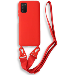 Bodycell Θήκη Σιλικόνης με Λουράκι Λαιμού - Samsung Galaxy A03s - Red (5206015000539)