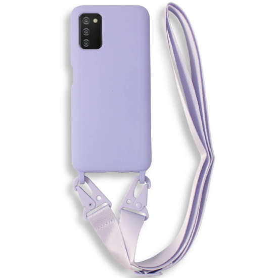Bodycell Θήκη Σιλικόνης με Λουράκι Λαιμού - Samsung Galaxy A03s - Violet (5206015000546)
