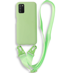 Bodycell Θήκη Σιλικόνης με Λουράκι Λαιμού - Samsung Galaxy A03s - Green (5206015000515)