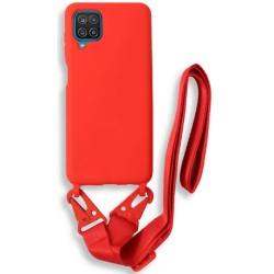 Bodycell Θήκη Σιλικόνης με Λουράκι Λαιμού - Samsung Galaxy A12 - Red (5206015000683)
