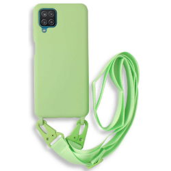 Bodycell Θήκη Σιλικόνης με Λουράκι Λαιμού - Samsung Galaxy A12 - Green (5206015000669)