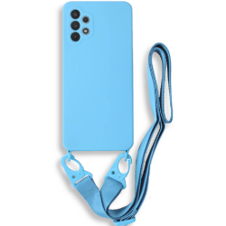 Bodycell Θήκη Σιλικόνης με Λουράκι Λαιμού - Samsung Galaxy A32 4G - Light Blue (5206015001390)