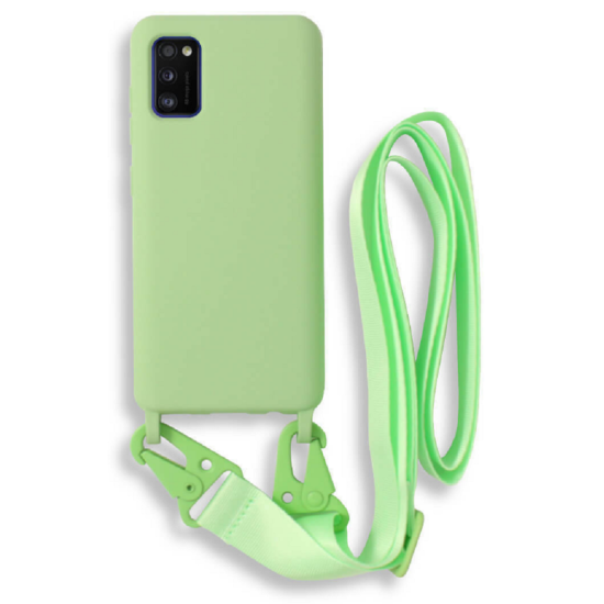 Bodycell Θήκη Σιλικόνης με Λουράκι Λαιμού - Samsung Galaxy A41 - Green (5206015001451)