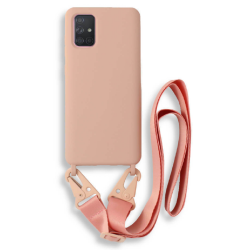 Bodycell Θήκη Σιλικόνης με Λουράκι Λαιμού - Samsung Galaxy A71 - Pink (5206015001659)