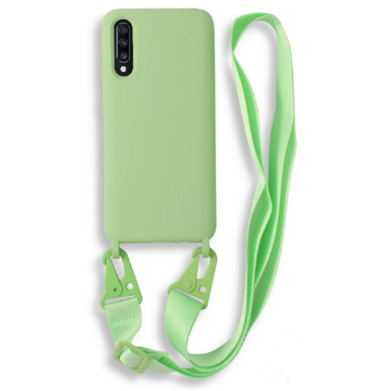 Bodycell Θήκη Σιλικόνης με Λουράκι Λαιμού - Samsung Galaxy A70 - Green (5206015001604)