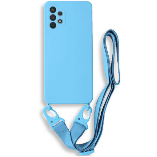 Bodycell Θήκη Σιλικόνης με Λουράκι Λαιμού - Samsung Galaxy A72 - Light Blue (5206015001697)