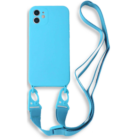Bodycell Θήκη Σιλικόνης με Λουράκι Λαιμού - Apple iPhone 11 - Light Blue (5206015000133)