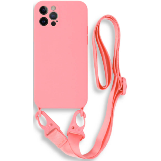 Bodycell Θήκη Σιλικόνης με Λουράκι Λαιμού - Apple iPhone 12 Pro - Pink (5206015000249)