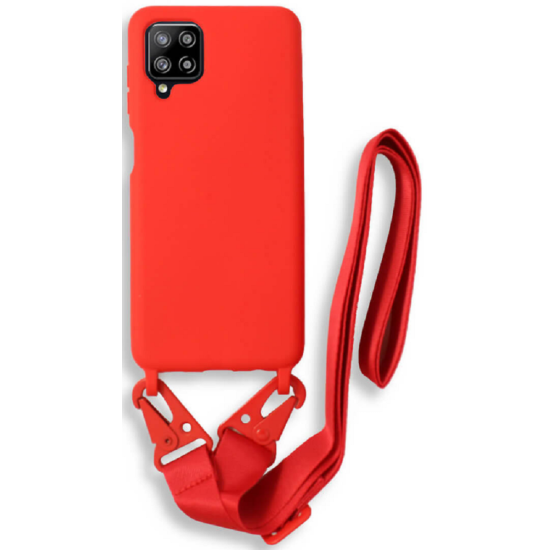 Bodycell Θήκη Σιλικόνης με Λουράκι Λαιμού - Samsung Galaxy A42 5G - Red (5206015001512)