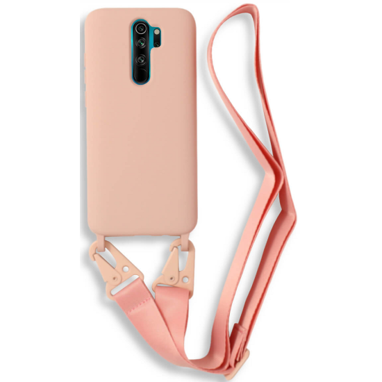 Bodycell Θήκη Σιλικόνης με Λουράκι Λαιμού - Xiaomi Redmi Note 8 Pro - Pink (5206015002380)