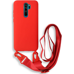 Bodycell Θήκη Σιλικόνης με Λουράκι Λαιμού - Xiaomi Redmi Note 8 Pro - Red (5206015002397)