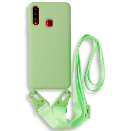 Bodycell Θήκη Σιλικόνης με Λουράκι Λαιμού - Samsung Galaxy A20s - Green (5206015001178)