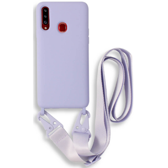 Bodycell Θήκη Σιλικόνης με Λουράκι Λαιμού - Samsung Galaxy A20s - Violet (5206015001208)