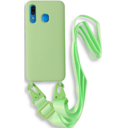 Bodycell Θήκη Σιλικόνης με Λουράκι Λαιμού - Samsung Galaxy A30 - Green (5206015001314)