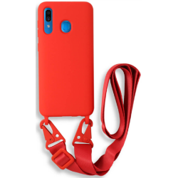 Bodycell Θήκη Σιλικόνης με Λουράκι Λαιμού - Samsung Galaxy A30 - Red (5206015001338)