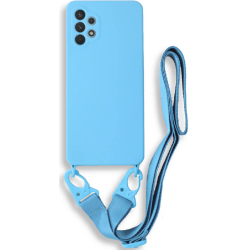 Bodycell Θήκη Σιλικόνης με Λουράκι Λαιμού - Samsung Galaxy A32 5G - Light Blue (5206015001420)
