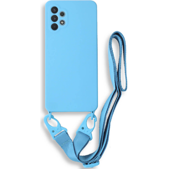 Bodycell Θήκη Σιλικόνης με Λουράκι Λαιμού - Samsung Galaxy A32 5G - Light Blue (5206015001420)
