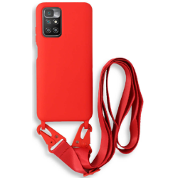 Bodycell Θήκη Σιλικόνης με Λουράκι Λαιμού - Xiaomi Redmi 10 / Redmi 10 2022 - Red (5206015002748)