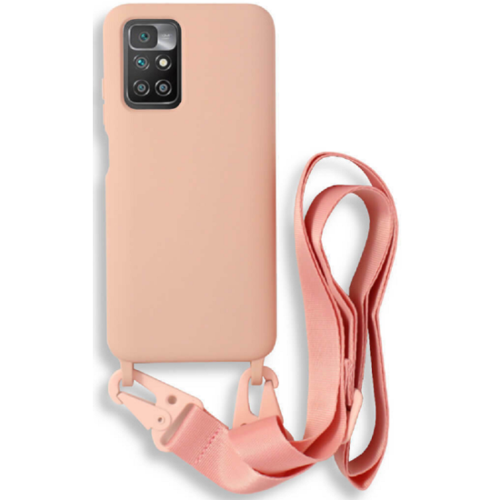 Bodycell Θήκη Σιλικόνης με Λουράκι Λαιμού - Xiaomi Redmi 10 / Redmi 10 2022 - Pink (5206015002731)