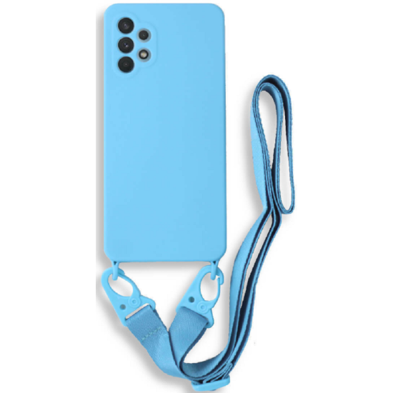 Bodycell Θήκη Σιλικόνης με Λουράκι Λαιμού - Samsung Galaxy A52 / A52s 5G - Blue (5206015001574)
