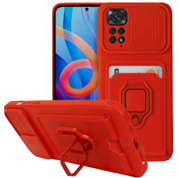 Bodycell Multifunction - Ανθεκτική Θήκη Xiaomi Redmi Note 11 Pro / Redmi Note 12 Pro 4G με Λουράκι Λαιμού / Κάλυμμα Κάμερας / Ring Holder / Υποδοχή Κάρτας - Red (5206015012327)