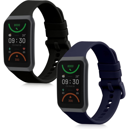 KW Λουράκι Σιλικόνης Oppo Band 2 - 2 Τεμάχια - Black / Dark Blue (59856.02)