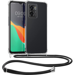 KWmobile Διάφανη Θήκη Σιλικόνης με Λουράκι Λαιμού - Oppo A77 5G - Transparent / Black (59896.01)