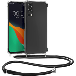 KWmobile Διάφανη Θήκη Σιλικόνης με Λουράκι Λαιμού - Vivo Y72 5G - Transparent / Black (59900.01)